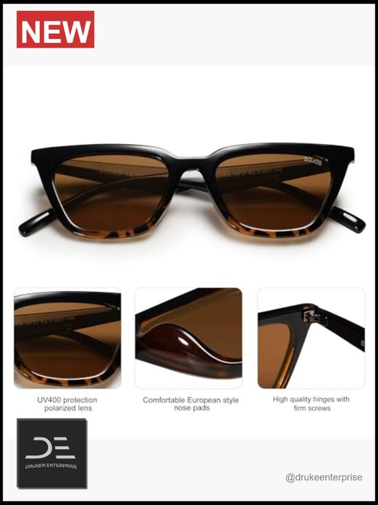 Polarized Narrow Square Cateye Sunglasses UV400 Protection for Women Retro main image 4